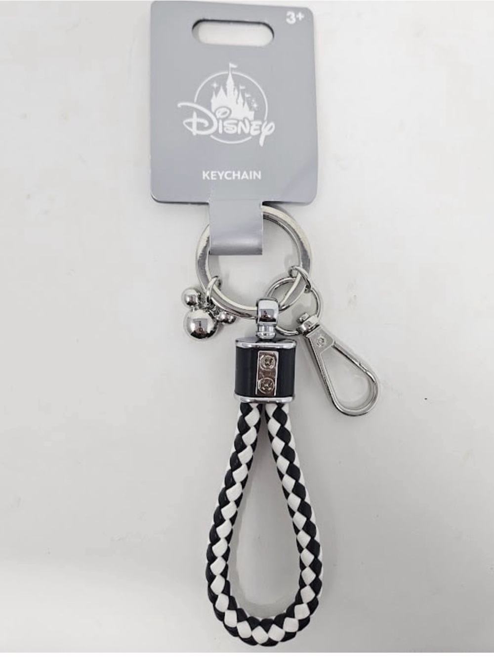 New Disney Black & White Braided Loop Keychain